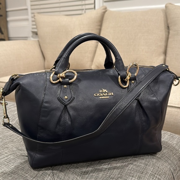 Coach Bag Prairie Dark Navy Leather Satchel Bag - Picture 3 of 17
